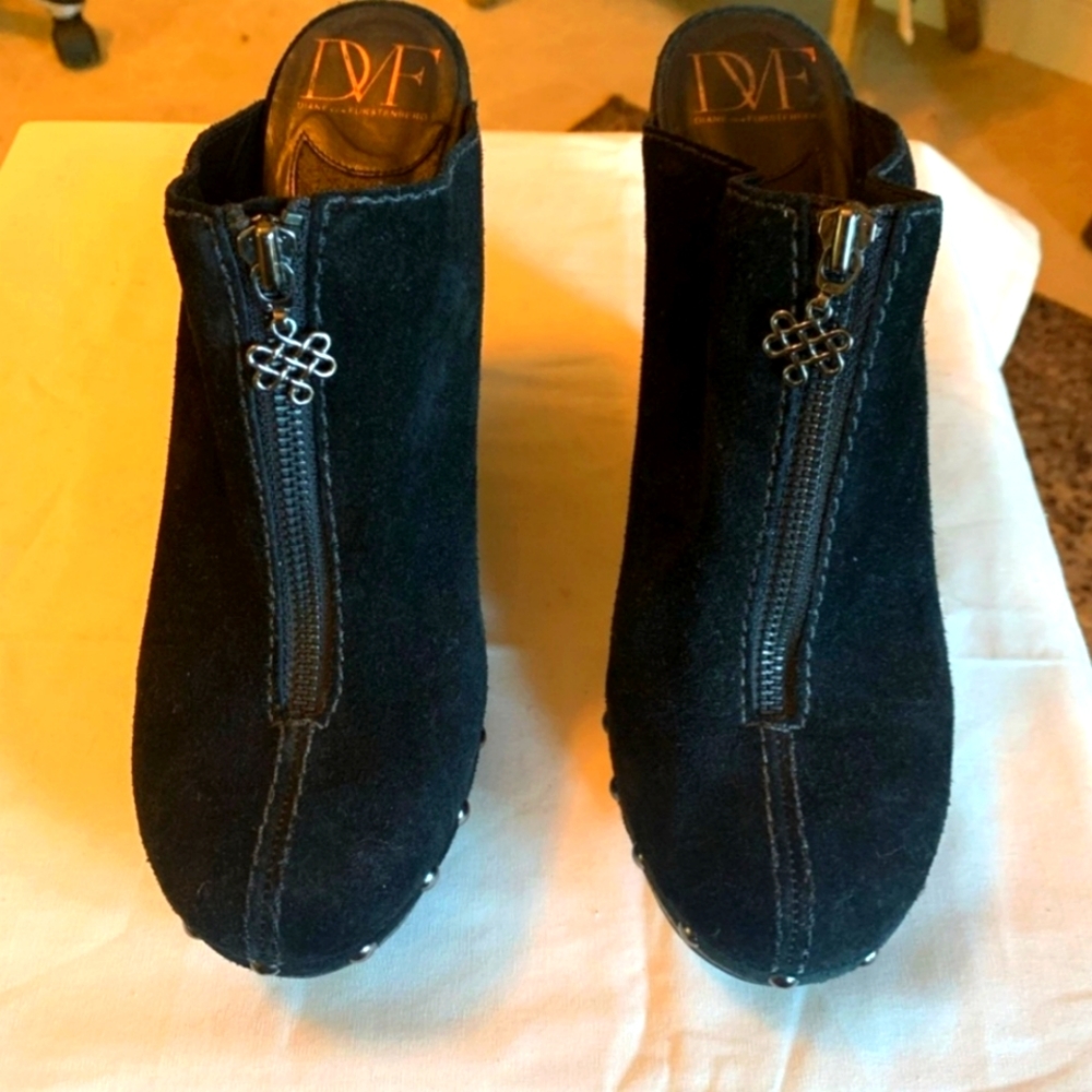 COPY - Diane von Furstenberg Suede Wedge Mules Size 10